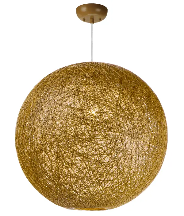 Spherical dual shades constructed of woven string in two tone finish combinations, Natural with White inner and Chocolate with White inner. Shades are treated for weather resistance and are U.L. approved for damp location which make them perfect for outdoor living spaces. Collection: Bali Width: 24.00" Height: 24.00" Length: 24.00" Weight: 4.08 lb Wire: 120" Canopy: 5"x5"x1.25" Number of Bulbs: 1 Maximum Wattage: 60.00 W Bulb Type: A19 Bulb Base: E26 Medium Light Source: Incandescent Dimmable Voltage: 120.00 V Material: Hemp Twine, Steel Safety Listing: cETLus Safety Rating: Damp Manufacturer Warranty: 1 Spec Sheet Instructions Parts Diagram