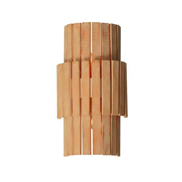 Crafted from sustainable bamboo, this lighting collection elevates the classic drum shade design with handcrafted, natural materials. The bamboo slats are thoughtfully spaced to allow light to filter through, creating a warm and inviting ambiance. Finished in a whitewashed, hand-brushed finish, both the pendant and coordinating sconce feature neutral tones that seamlessly complement a variety of interior styles. Collection: Satori Finish: Natural Aged Brass Width: 7.00" Height: 13.50" Weight: 2.07 lb Extension from Wall: 4.25" Wire: 8" Canopy: 4.25"x5.25" Number of Bulbs: 2 Maximum Wattage: 60.00 W Bulb Base: E12 Candelabra Light Source: Incandescent Voltage: 120.00 V Material: Steel,Bamboo Safety Listing: cETLus Manufacturer Warranty: 3 Spec Sheet Instructions