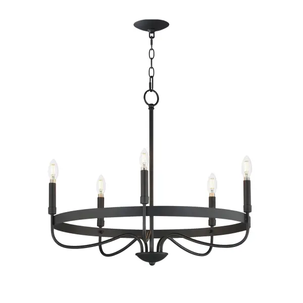 Elegant simple chandelier forms in your choice of Matte Black, Satin Nickel, or Heritage Brass. The timeless and transitional appeal of this series pairs well with a wide range of aesthetics.