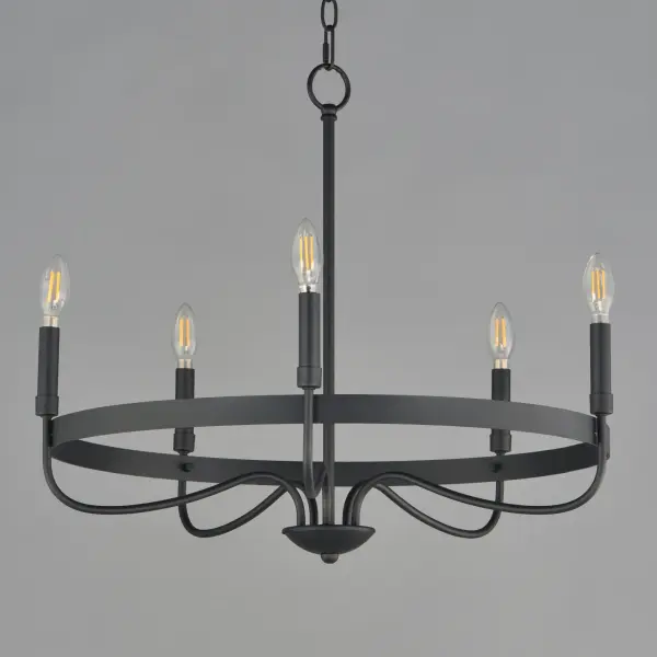 Elegant simple chandelier forms in your choice of Matte Black, Satin Nickel, or Heritage Brass. The timeless and transitional appeal of this series pairs well with a wide range of aesthetics. - alternate view