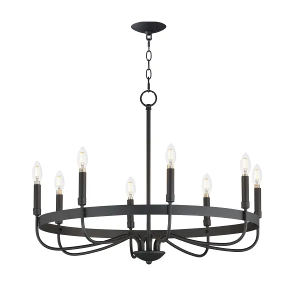 Elegant simple chandelier forms in your choice of Matte Black, Satin Nickel, or Heritage Brass. The timeless and transitional appeal of this series pairs well with a wide range of aesthetics.