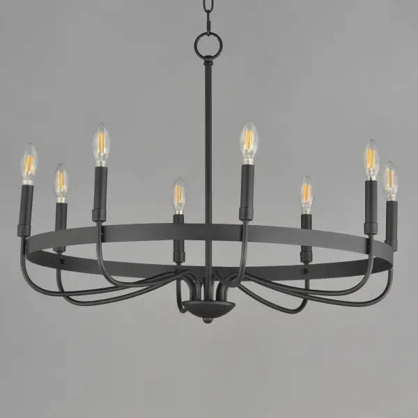 Elegant simple chandelier forms in your choice of Matte Black, Satin Nickel, or Heritage Brass. The timeless and transitional appeal of this series pairs well with a wide range of aesthetics. - alternate view