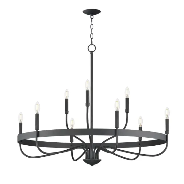 Elegant simple chandelier forms in your choice of Matte Black, Satin Nickel, or Heritage Brass. The timeless and transitional appeal of this series pairs well with a wide range of aesthetics.