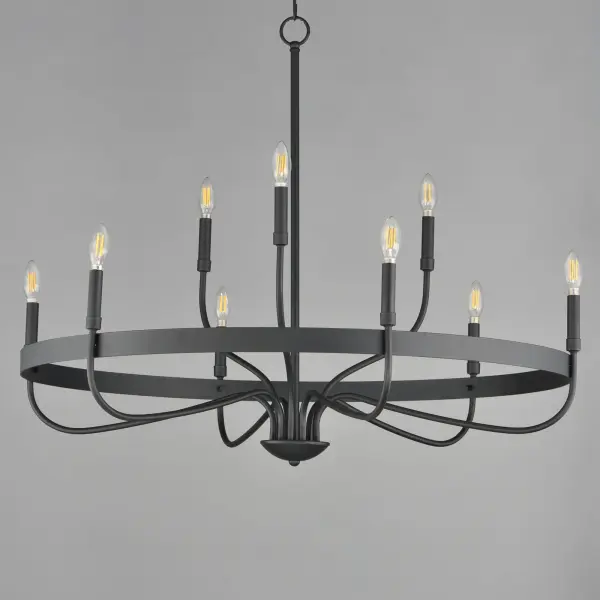 Elegant simple chandelier forms in your choice of Matte Black, Satin Nickel, or Heritage Brass. The timeless and transitional appeal of this series pairs well with a wide range of aesthetics. - alternate view