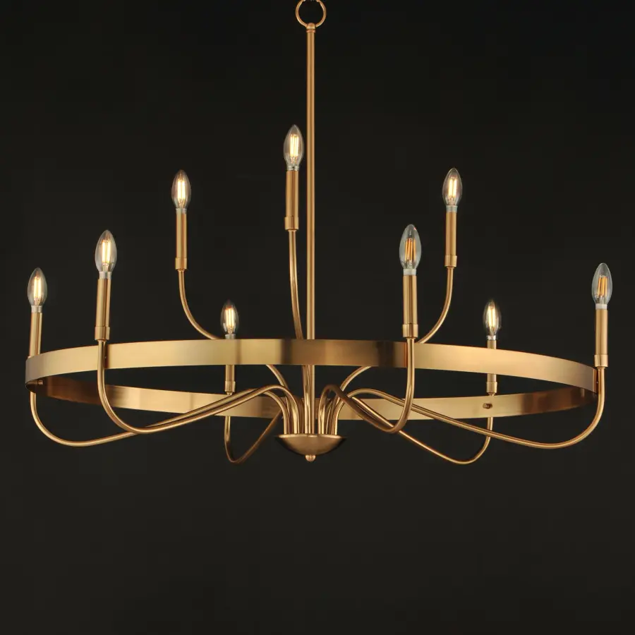 Frankie 9-Light Chandelier in Heritage Brass - Image 3