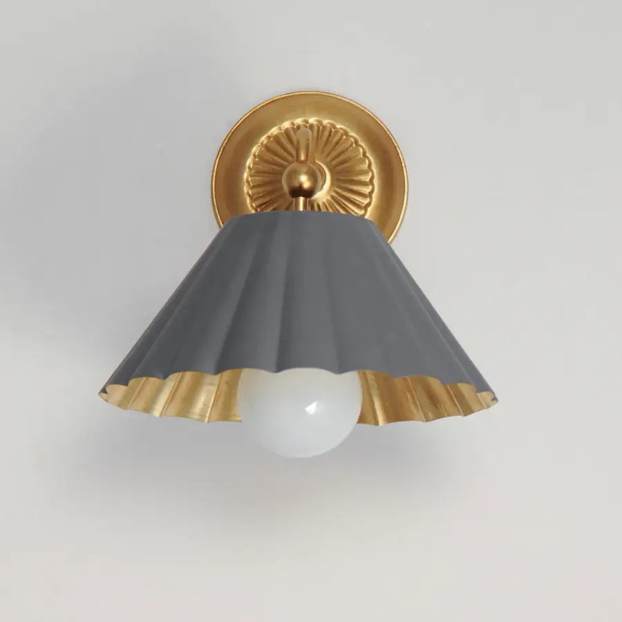 Primrose One Light Wall Sconce in Dark Grey / Gold Leaf - Image 2