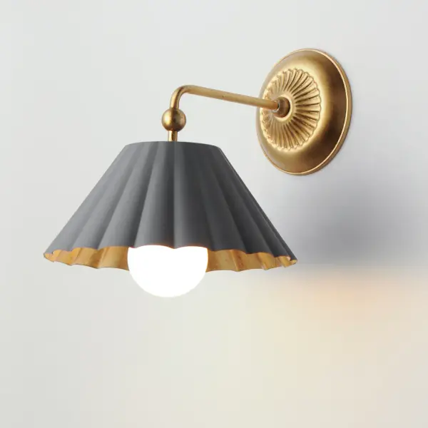 Primrose One Light Wall Sconce in Dark Grey / Gold Leaf - Image 4