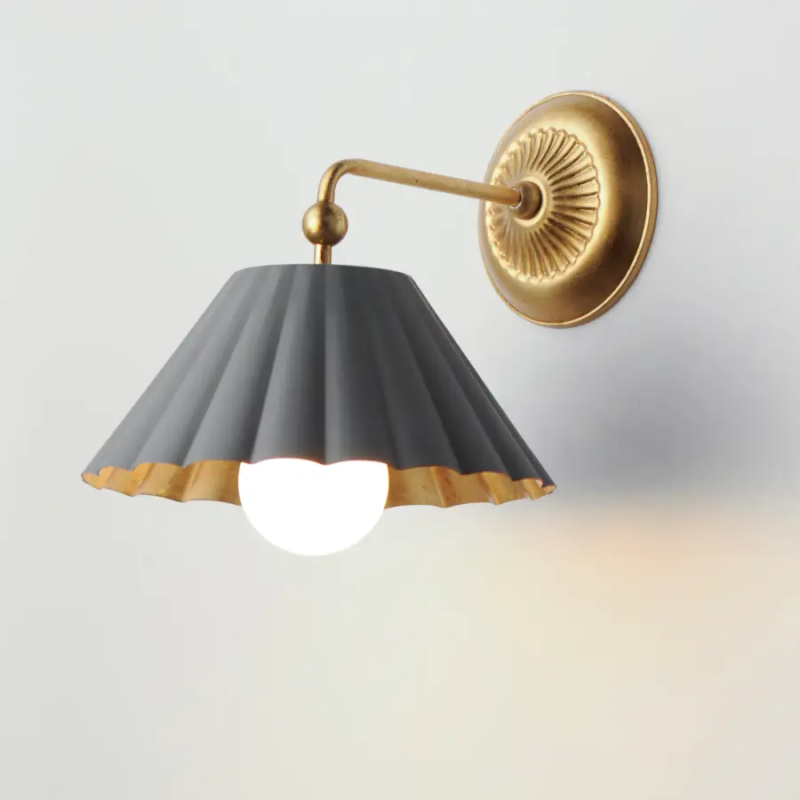 Primrose One Light Wall Sconce in Dark Grey / Gold Leaf - Image 4