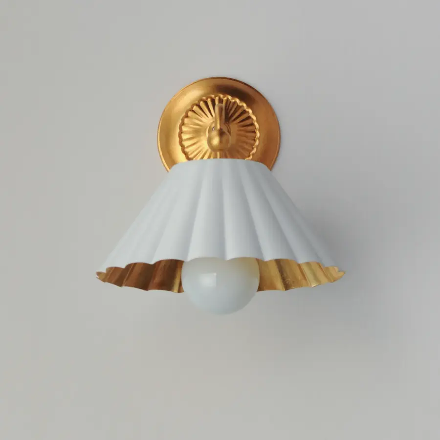 Primrose One Light Wall Sconce in Matte White with Gold Leaf - Image 2