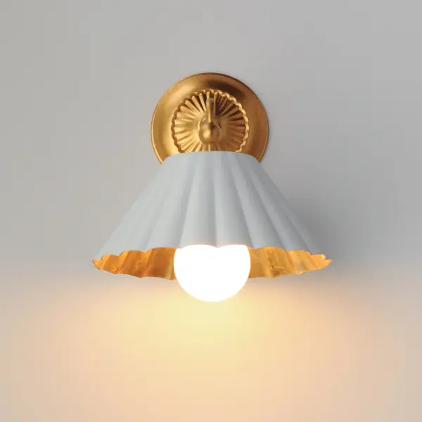 Primrose One Light Wall Sconce in Matte White with Gold Leaf - Image 3