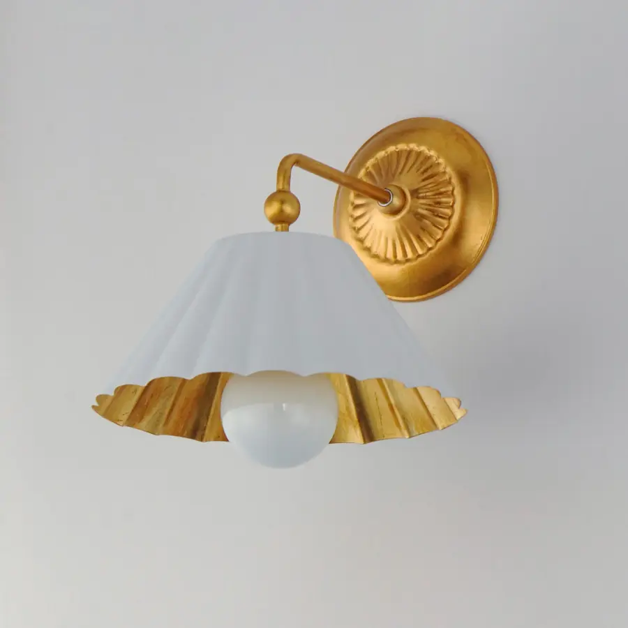 Primrose One Light Wall Sconce in Matte White with Gold Leaf - Image 4