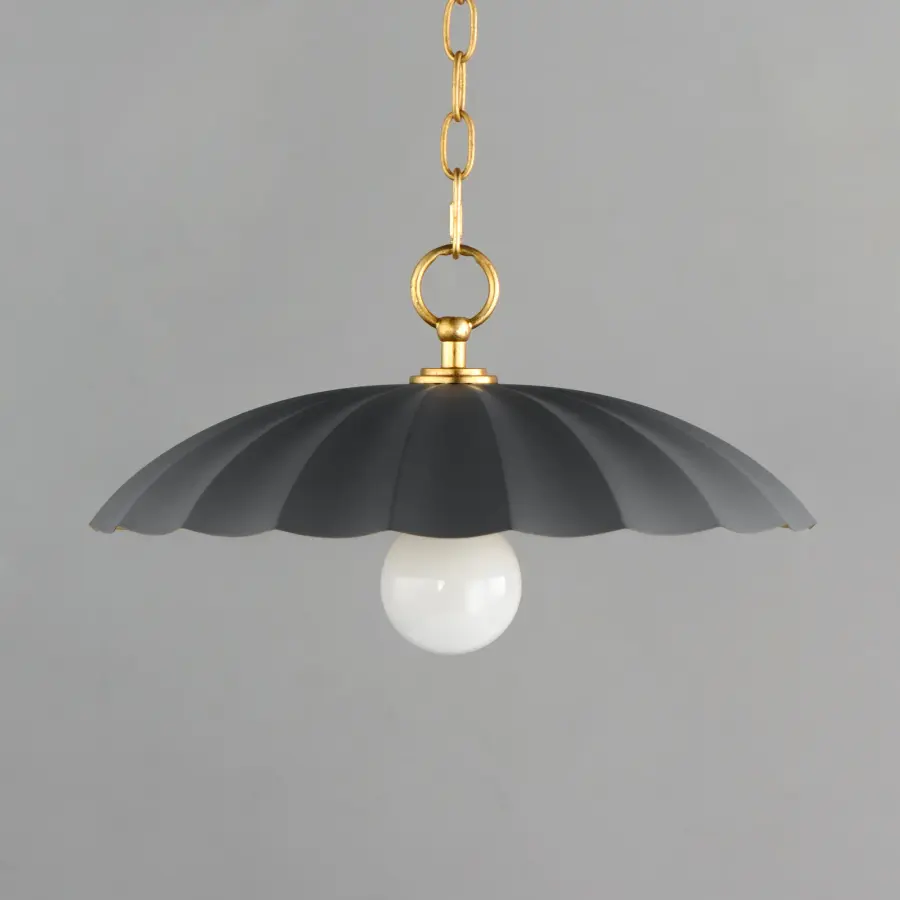 Primrose One Light Pendant in Dark Grey with Gold Leaf - Image 2