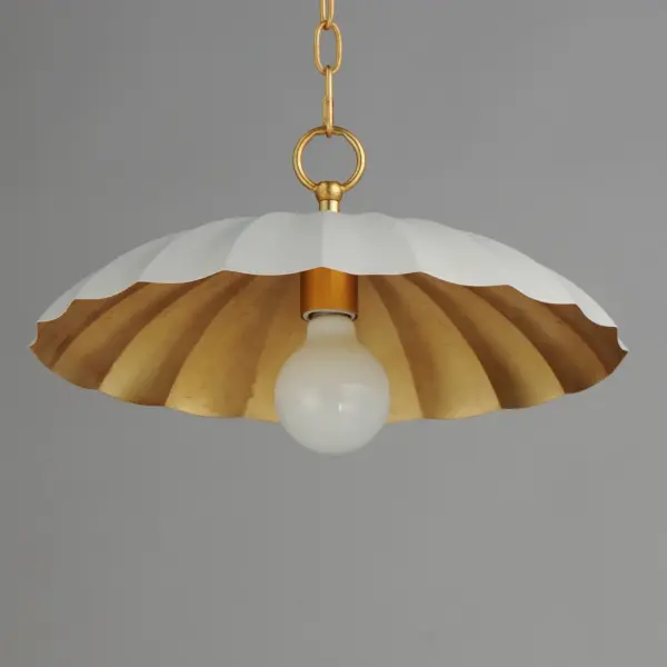 Primrose One Light Pendant in Matte White with Gold Leaf - Image 3