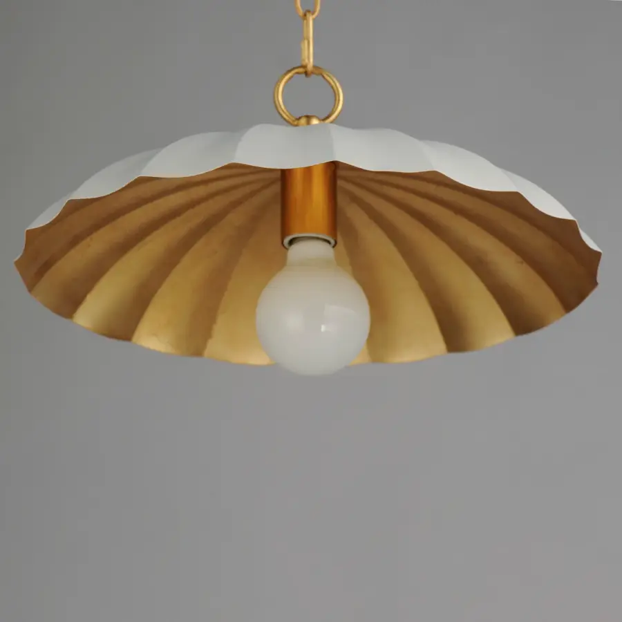 Primrose One Light Pendant in Matte White with Gold Leaf - Image 4