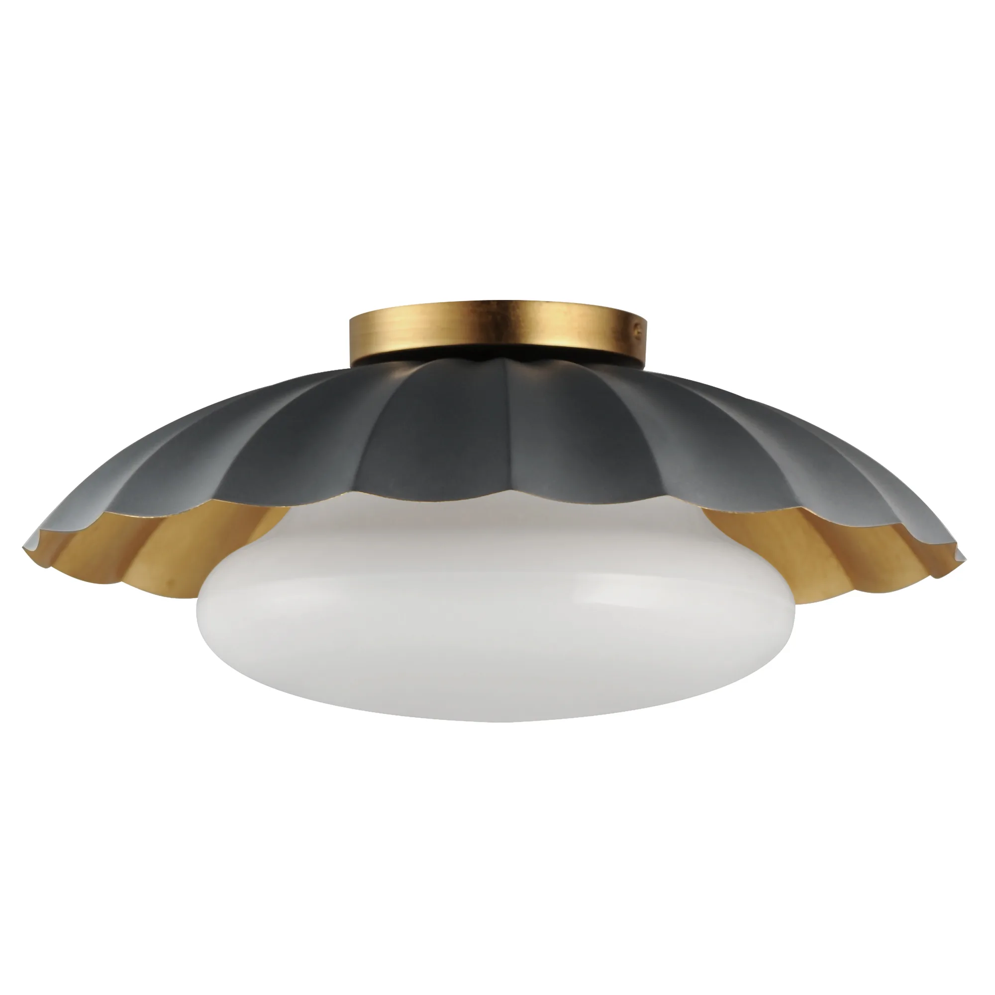 Primrose One Light Flush Mount in Dark Grey / Gold Leaf