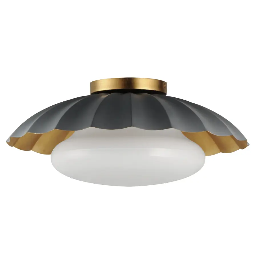 Primrose One Light Flush Mount in Dark Grey with Gold Leaf - Image 1