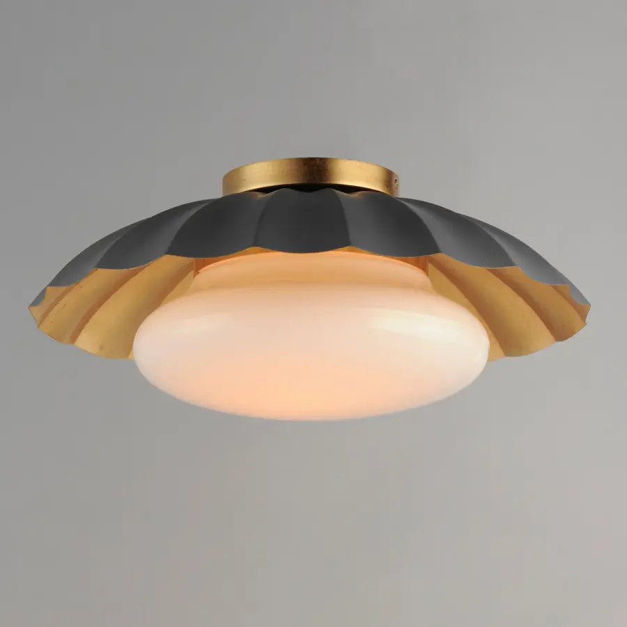Primrose One Light Flush Mount in Dark Grey with Gold Leaf - Image 2