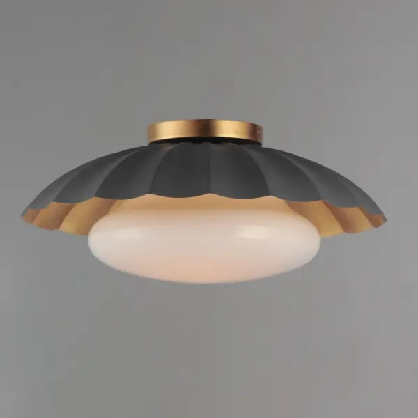 Primrose One Light Flush Mount in Dark Grey with Gold Leaf - Image 3