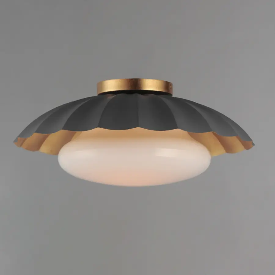 Primrose One Light Flush Mount in Dark Grey with Gold Leaf - Image 3
