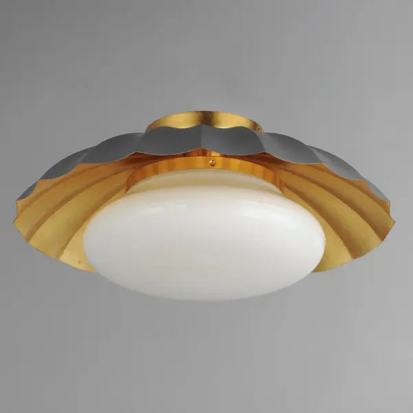 Primrose One Light Flush Mount in Dark Grey with Gold Leaf - Image 4