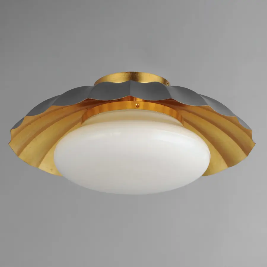 Primrose One Light Flush Mount in Dark Grey with Gold Leaf - Image 4