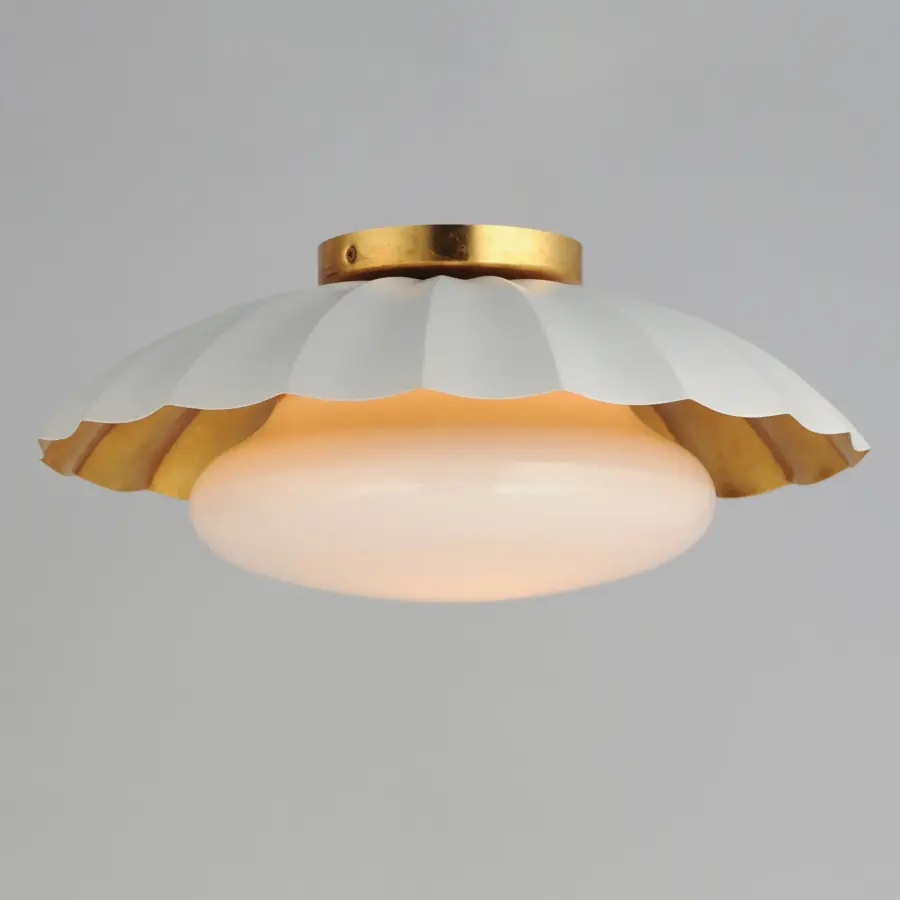 Primrose One Light Flush Mount in Matte White with Gold Leaf - Image 2