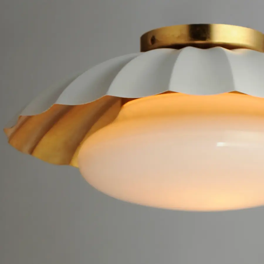 Primrose One Light Flush Mount in Matte White with Gold Leaf - Image 4