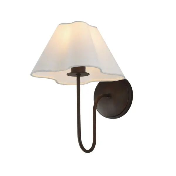 Collection: Saxon Finish: Oil Rubbed Bronze Width: 10.50" Height: 14.50" Weight: 1.32 lb Extension from Wall: 12.50" Wire: 8" Canopy: 5"x5" Number of Bulbs: 1 Maximum Wattage: 60.00 W Bulb Base: E26 Medium Light Source: Incandescent Voltage: 120.00 V Material: Steel,Fabric Safety Listing: cETLus Manufacturer Warranty: 3 Spec Sheet