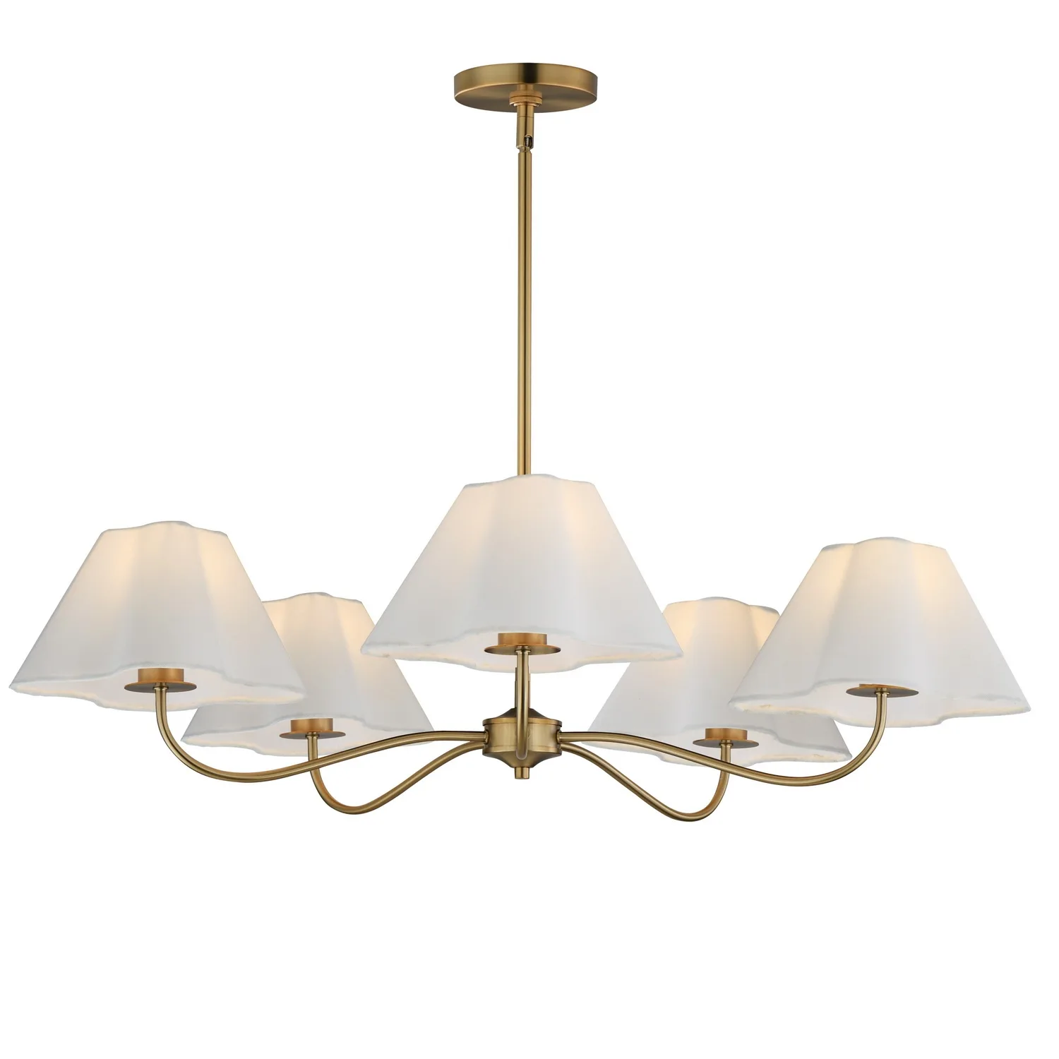 Saxon Five Light Chandelier in Natural Aged Brass