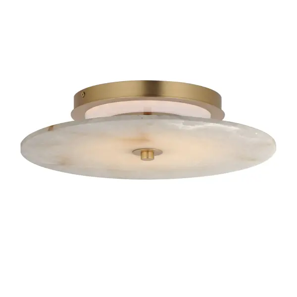Modern in execution, the Quarry collection features natural Spanish alabaster in an iron frame finished in Darkened Bronze or Natural Aged Brass. Dedicated LED housing shine light on alabaster panels, highlighting the stone's beautiful, veined characteristics while also providing ambient lighting. These surface mounted fixtures are designed to install on either wall or ceiling surfaces. Collection: Quarry Finish: Natural Aged Brass Glass: White Alabaster Width: 15.00" Height: 4.50" Length: 15.00" Weight: 6.80 lb Extension from Wall: 4.50" Wire: 8" Canopy: 9"x9"x1" Bulbs Included Number of Bulbs: 1 Maximum Wattage: 16.00 W Bulb Type: LED Bulb Base: Integrated Light Source: LED Light Output: 1220.00 lm Color Temperature: 3000 K CRI: 90 Rated Average Life: 25000 Voltage: 120.00 V Material: Steel,Aluminum Safety Listing: cETLus Safety Rating: Damp LED Manufacturer Warranty: 2 Spec Sheet Instructions