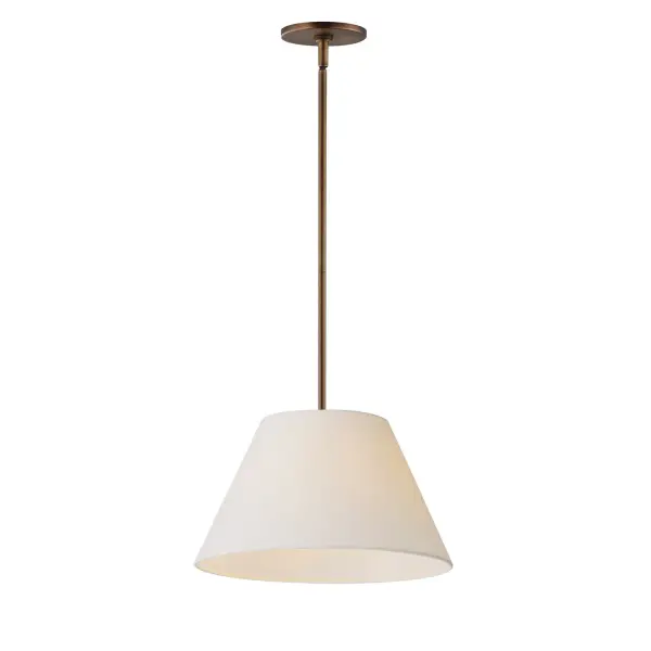 Collection: Dunbridge Finish: Weathered Brass Width: 14.00" Height: 9.00" Length: 14.00" Weight: 2.64 lb Wire: 120" Canopy: 5"x5"x0.5" Number of Bulbs: 1 Maximum Wattage: 60.00 W Bulb Base: E26 Medium Light Source: Incandescent Voltage: 120.00 V Material: Steel,Fabric Safety Listing: cETLus Manufacturer Warranty: 3 Spec Sheet