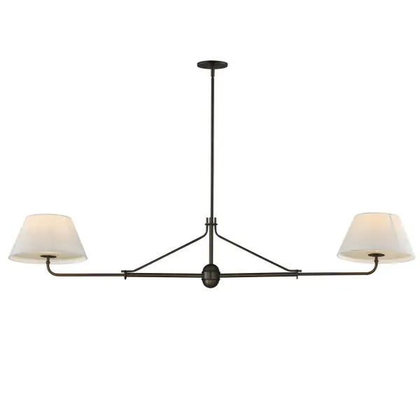 Collection: Dunbridge Finish: Antique Bronze Width: 12.00" Height: 11.00" Length: 62.00" Weight: 6.50 lb Wire: 120" Canopy: 5"x5"x0.5" Number of Bulbs: 2 Maximum Wattage: 60.00 W Bulb Base: E26 Medium Light Source: Incandescent Voltage: 120.00 V Material: Steel,Fabric.Glass Safety Listing: cETLus Manufacturer Warranty: 3 Spec Sheet