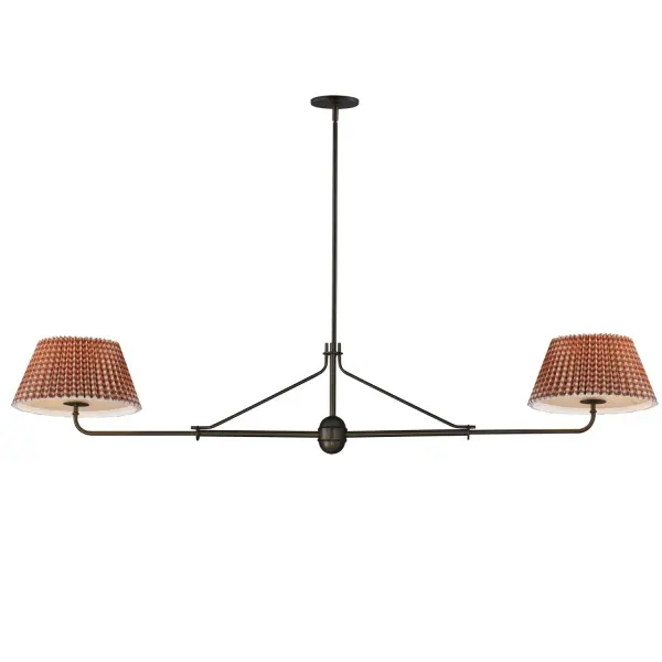 Collection: Dunbridge Finish: Antique Bronze Width: 12.00" Height: 11.00" Length: 62.00" Weight: 6.50 lb Wire: 120" Canopy: 5"x5"x0.5" Number of Bulbs: 2 Maximum Wattage: 60.00 W Bulb Base: E26 Medium Light Source: Incandescent Voltage: 120.00 V Material: Steel,Fabric.Glass Safety Listing: cETLus Manufacturer Warranty: 3 Spec Sheet
