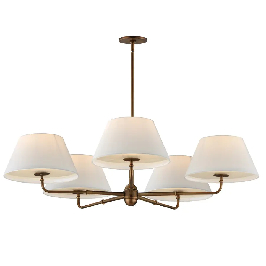 Dunbridge Five Light Chandelier in Weathered Brass