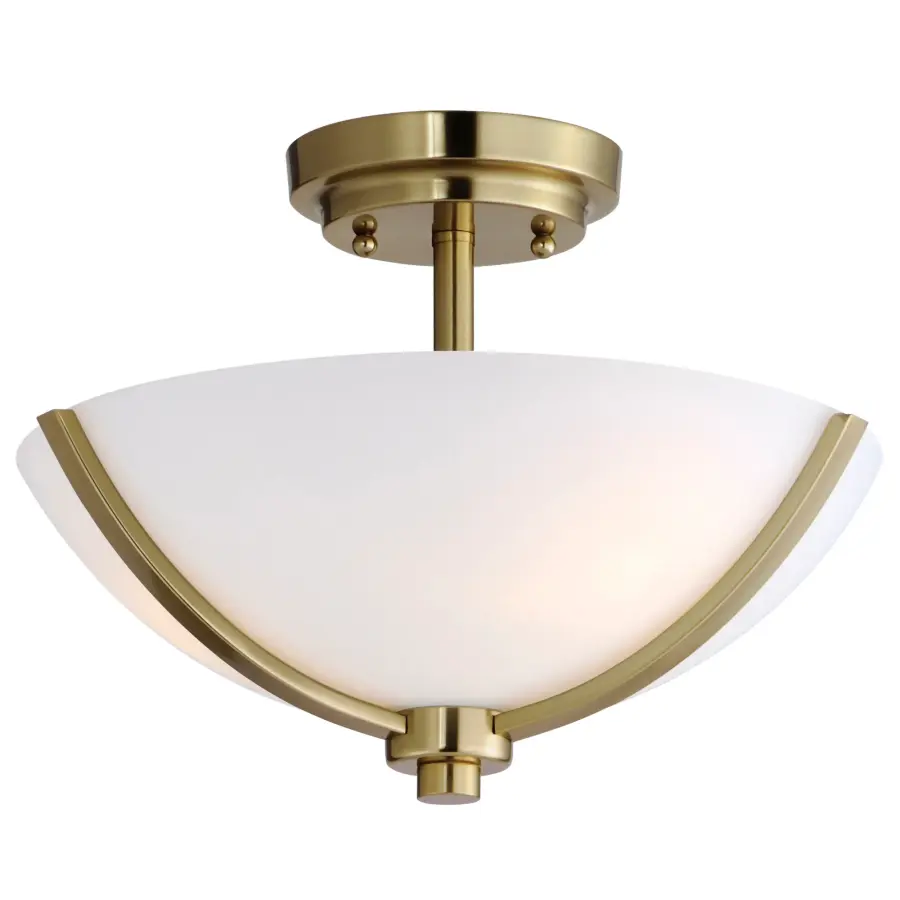 Deven 3-Light Semi-Flush Mount in Satin Brass - Image 1