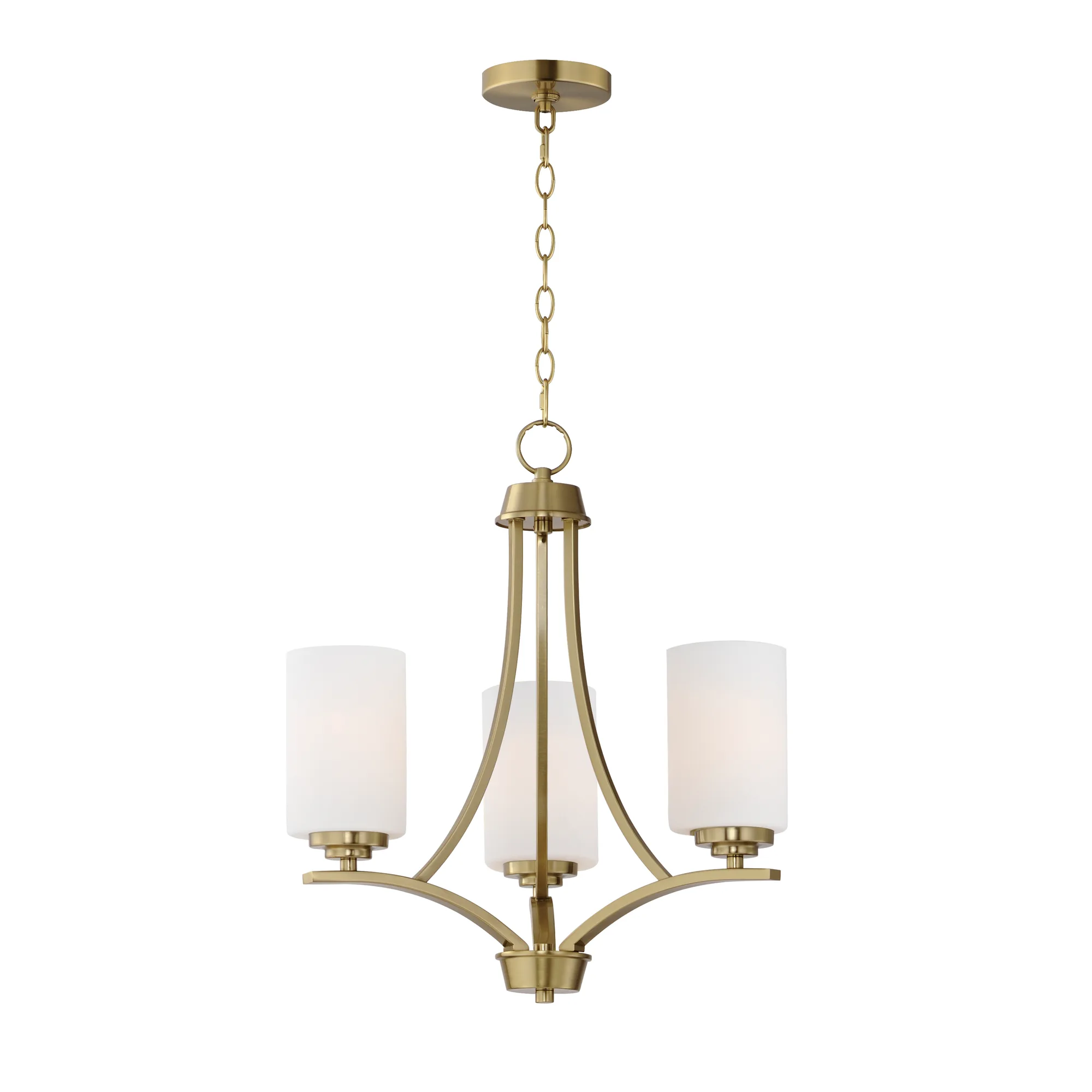 Deven Three Light Chandelier in Satin Brass