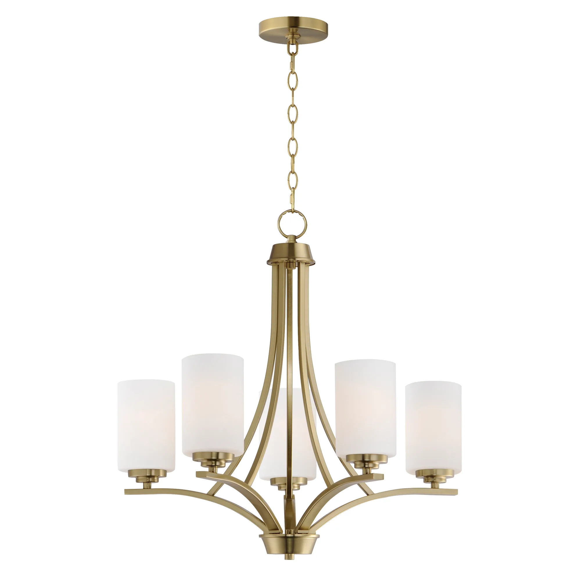 Deven Five Light Chandelier in Satin Brass