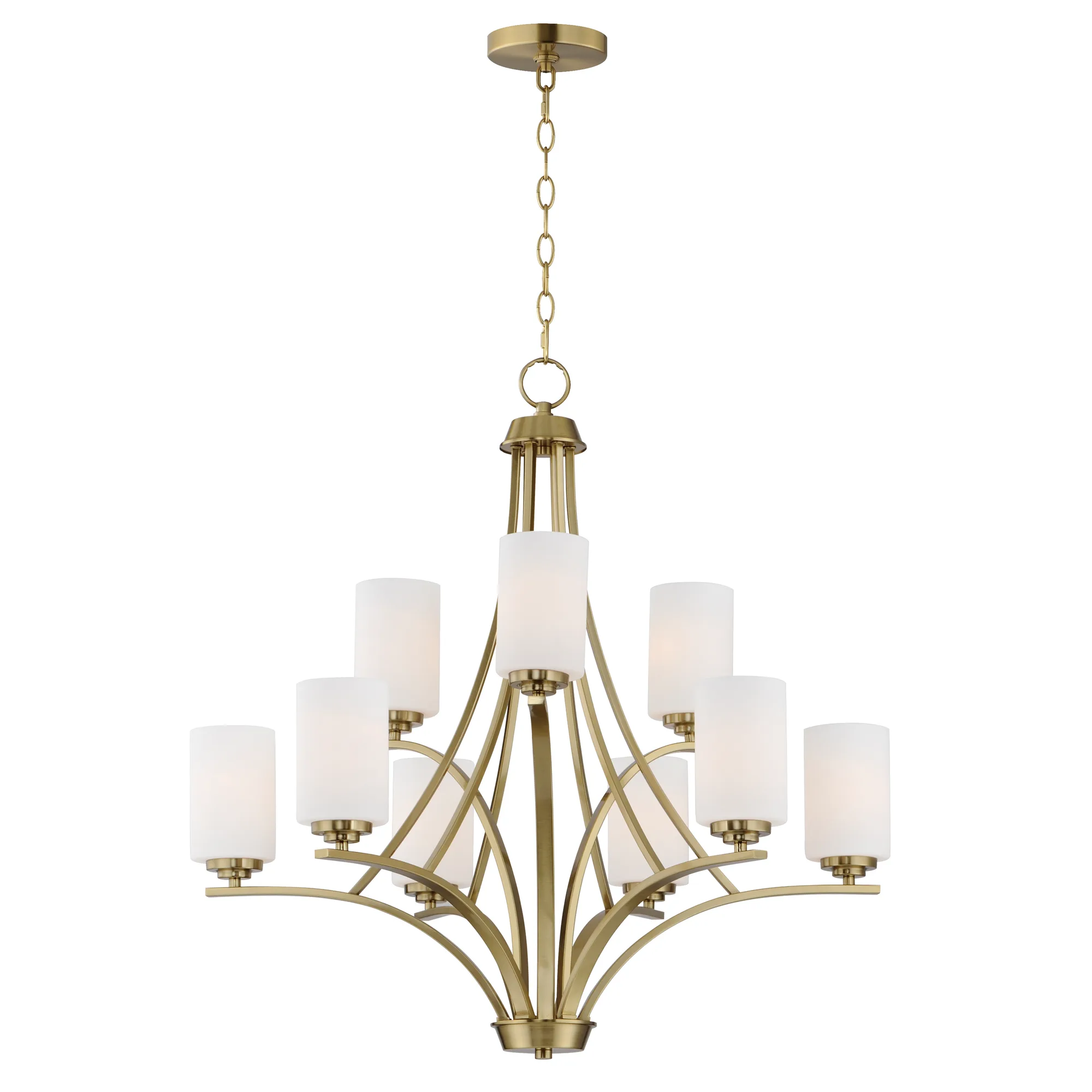 Deven Nine Light Chandelier in Satin Brass