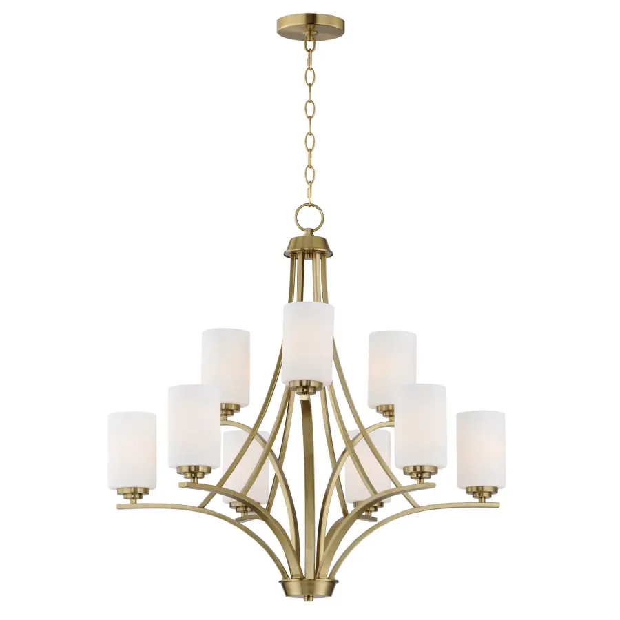 Deven 9-Light Chandelier in Satin Brass - Image 1