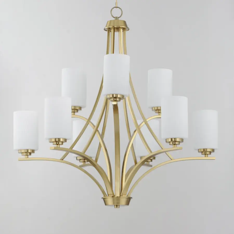 Deven 9-Light Chandelier in Satin Brass - Image 3