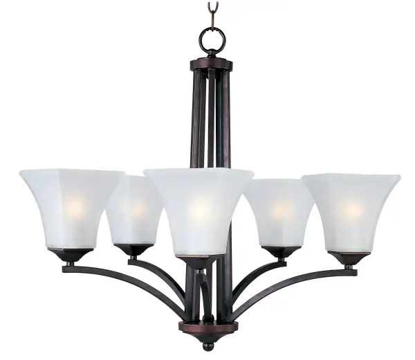 Straight lines and curves make this contemporary series a classic. Square metal tubing finished in your choice of Oil Rubbed Bronze or Satin Nickel support tapered square Frosted glass shades.