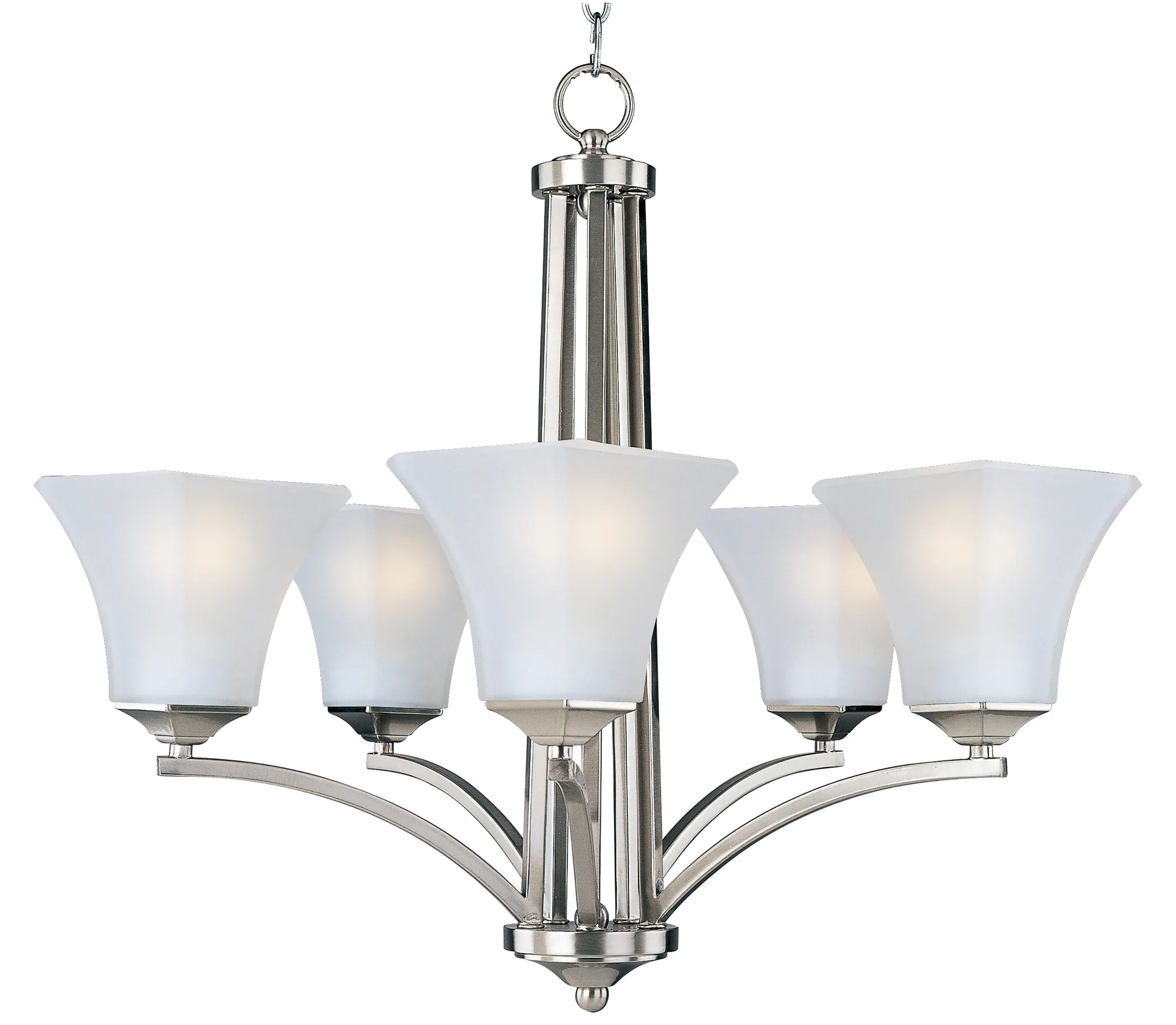 Aurora Five Light Chandelier in Satin Nickel