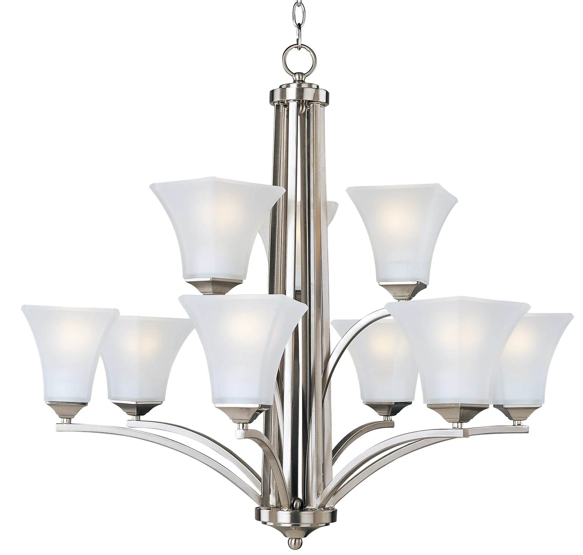 Aurora Nine Light Chandelier in Satin Nickel