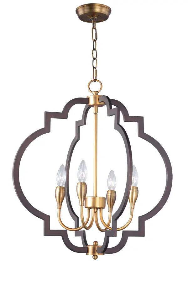Stately lanterns finished in Oil Rubbed Bronze with contrasting Antique Brass clusters provide a classic yet modern approach to lighting.  Cast socket covers add an upscale element to this competitive collection.