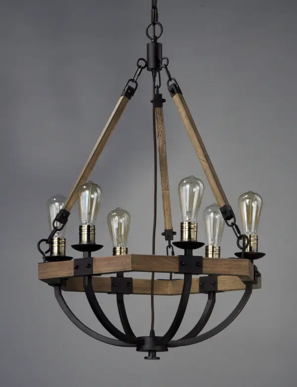 The combination of Weathered Wood with Bronze iron accents is perfectly suited for today rustic room design. Add vintage bulbs to this collection to complete the authentic inspiration of this collection. - alternate view