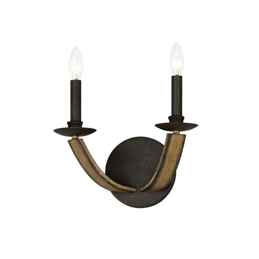 Basque Two Light Wall Sconce in Driftwood/Anthracite - Image 1