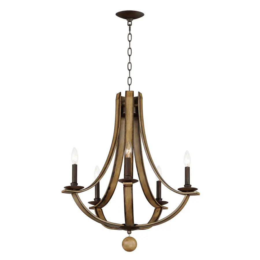 Basque Five Light Chandelier in Driftwood/Anthracite - Image 1