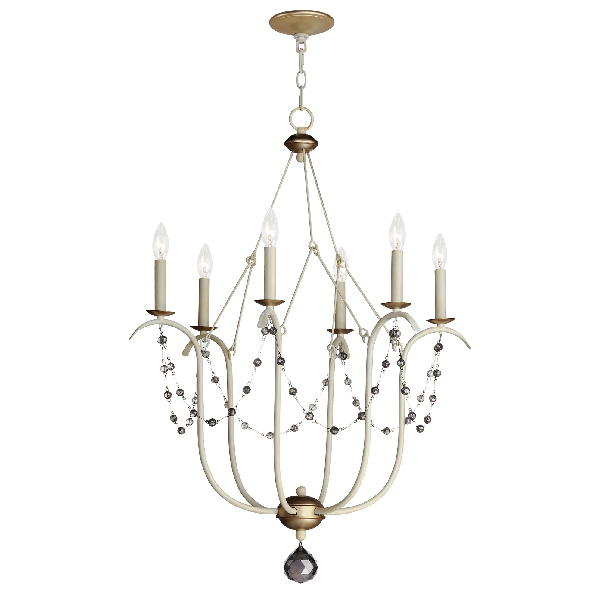 Formosa Six Light Chandelier in Ecru/Venetian Gold