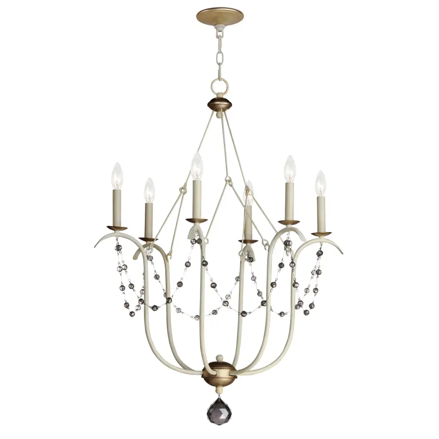 Formosa Six Light Chandelier in Ecru/Venetian Gold - Image 1
