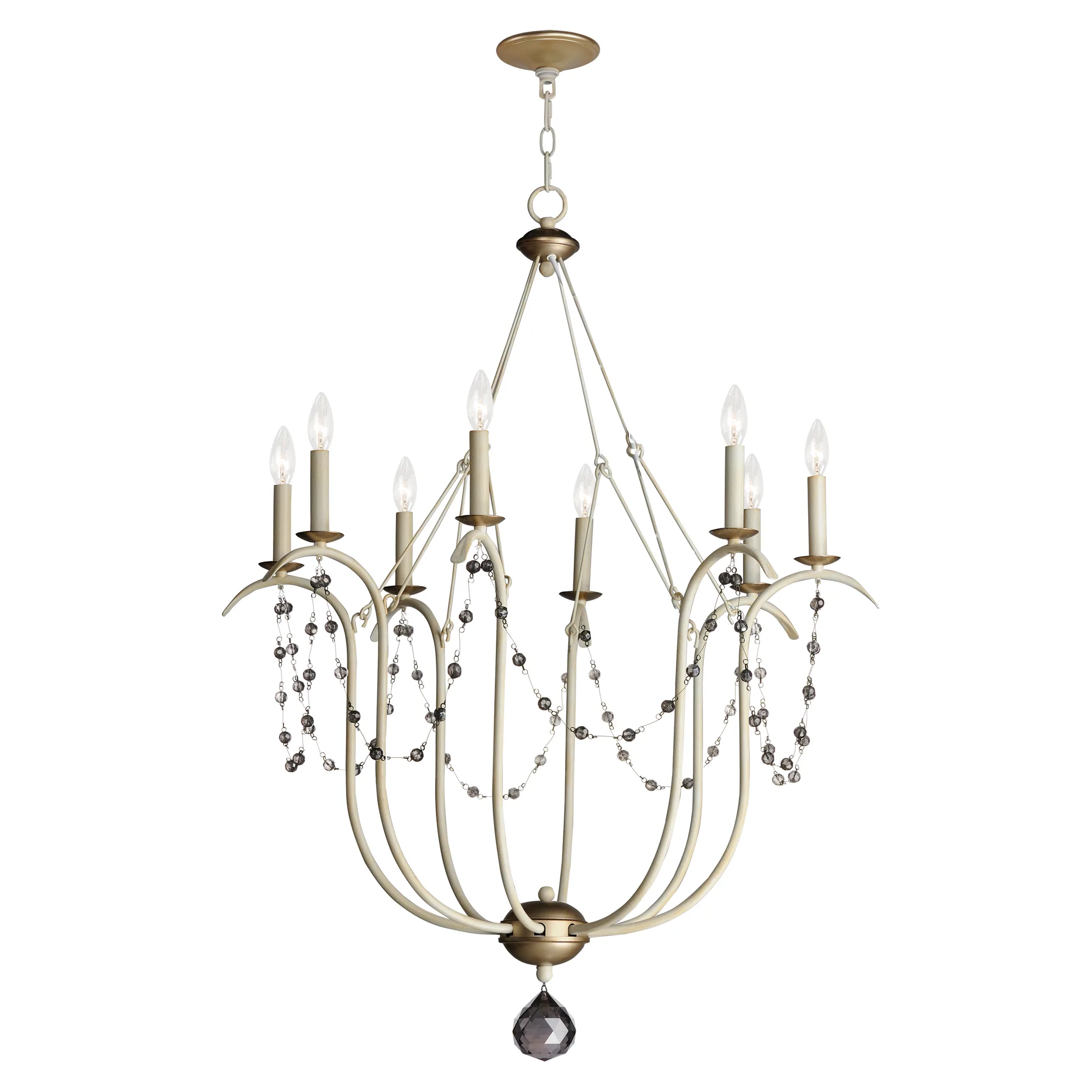 Formosa Eight Light Chandelier in Ecru/Venetian Gold